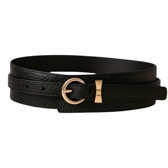 kate spade Accessories - Kate Spade Genuine Leather Pebbled Belt L/XL Gold Buckle Black 36”